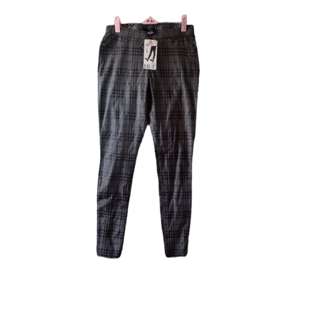 HUE Women Foil Plaid Printed Leggings Size Medium